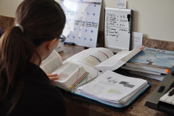 Student in residence reading