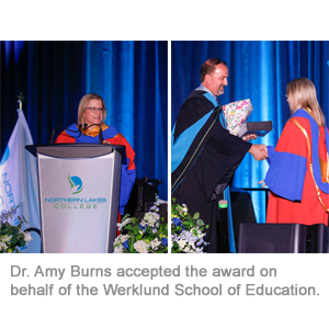 Dr. Amy Burns accepted the award on behalf of the Werklund School of Education.
