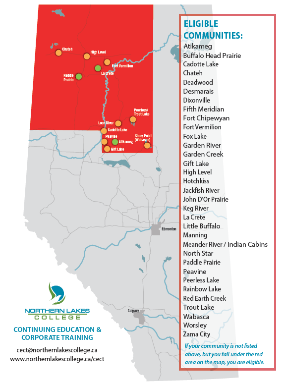 Northern Lakes College Industrial Safety Training Funding Map