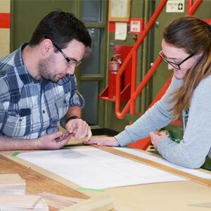 NLC Instructor Ryan Broadfoot with Carpentry student