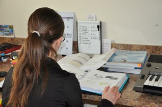 Student in residence reading